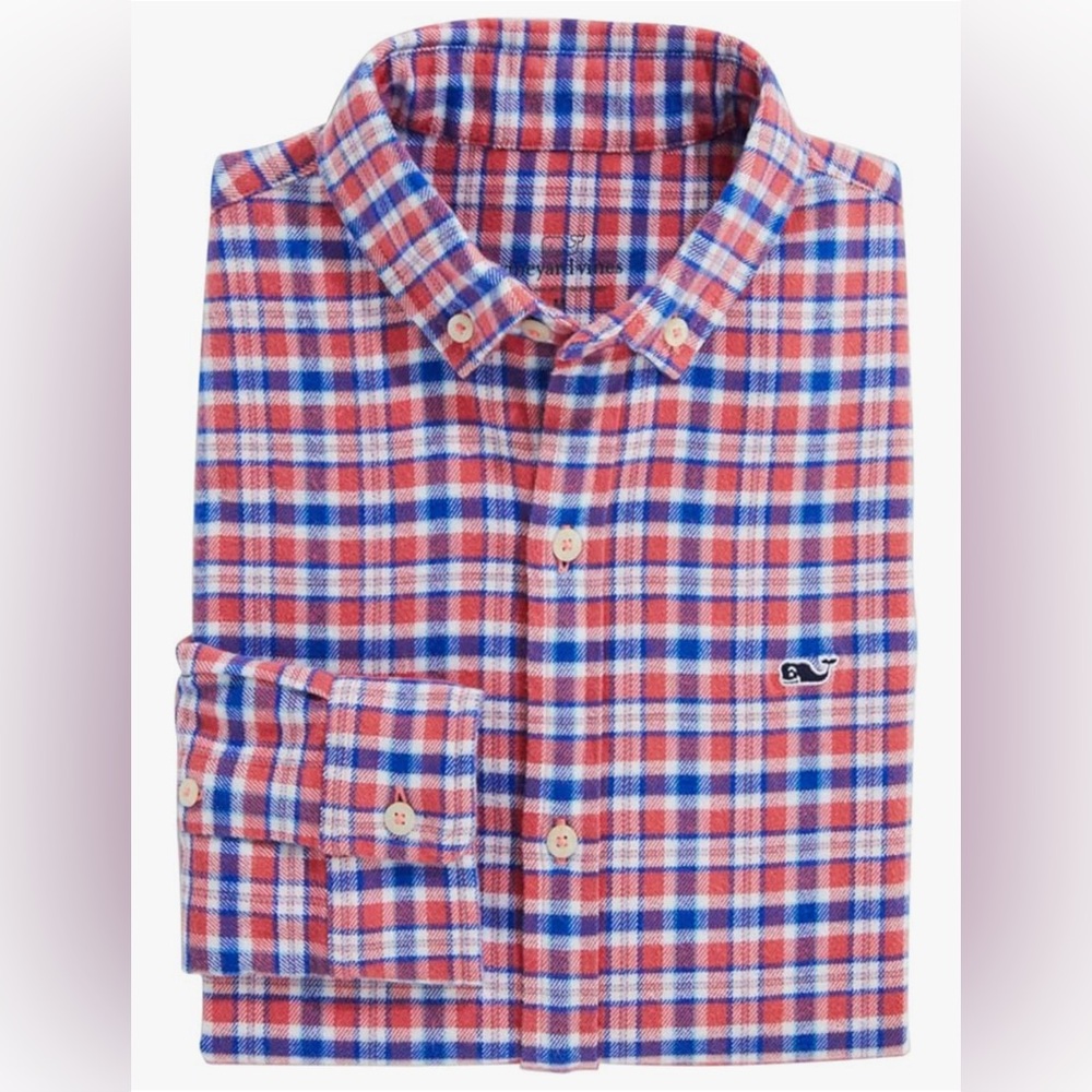Vineyard Vines Flannel Plaid Boys Button Down Shirt - Size 7